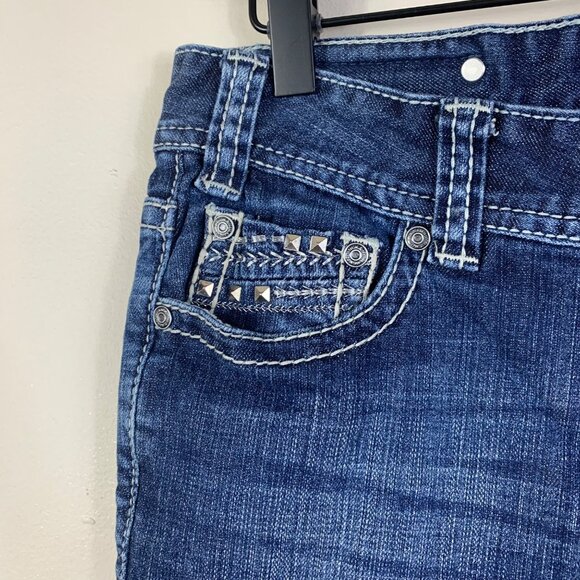 Rock & Roll Cowgirl Y2K Original Low Rise Embellished Boot Cut Jeans Size 28x32 - Picture 2 of 7